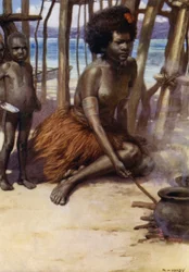 De maaltijd koken, Brits Nieuw-Guinea