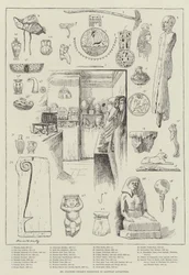 De tentoonstelling van Egyptische oudheden van Mr. Flinders Petrie