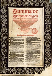 Summa Arithmetica door Luca Pacioli.