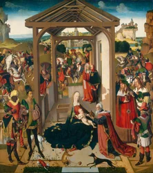 De Aanbidding der Koningen, vierde kwart 15e eeuw (olieverf op doek overgebracht van paneel)
