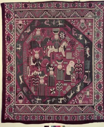 Tapijt met ridders, een moeder met haar kind en verschillende andere figuren, 1735 (wol)