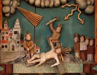 Jezus wordt aan het kruis genageld (detail)