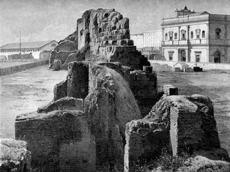 Resten van de Servische muur nabij het treinstation, Rome, 1902