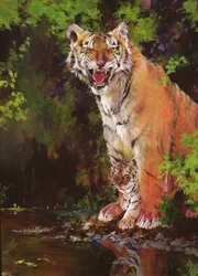 Moeder en baby II (tijgers) 1997 (acryl en potloodkrijt op papier)