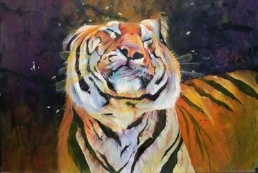 Tijger (schuddend hoofd) 1996 (inkt, acryl en potlood op papier)