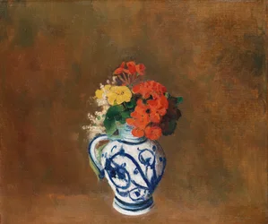 Bloemen in een Blauwe Vaas, ca. 1900