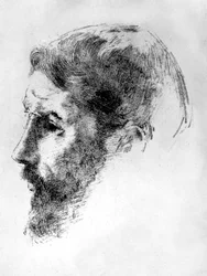 Franse schilder Pierre Bonnard (1867-1947) in 1902, lithografie van Odilon Redon