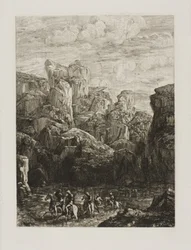 De doorwaadbare plaats: Landschap met ruiters