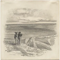 Twee figuren in een landschap