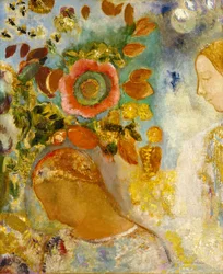 Twee jonge meisjes tussen bloemen