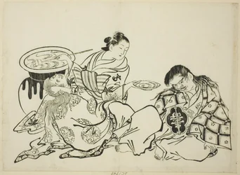 Courtisane die Shojo sake aanbiedt, nr. 4 uit een serie van 12 prenten