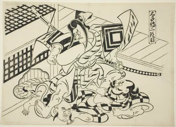 Legende van Taishi, scène 2 (Taishiden nidanme), uit de serie "Beroemde scènes uit Japanse poppenspel (Yamato irotake)"
