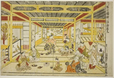 Origineel Perspectief Beeld van de Modieuze Zeven Goden van Geluk (Furyu shichi fukujin uki-e kongen)