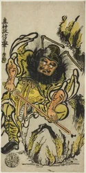 Shoki de Demonendoder die Zijn Zwaard Slijpt