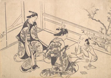 De Acteur Ichimura Takenojo Liggend op een Balkon, ca. 1715