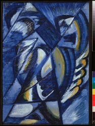 Compositie, Blauw op metaal