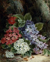 Seringen en meidoornbloemen. Schilderij door Oliver Clare (circa 1853-1927) Privécollectie.