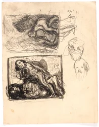 Studies voor "Macbeth en de heksen" en voor "Twee vrouwen vechten om een man"
