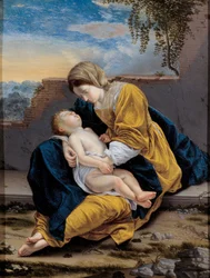 Madonna en Kind in een landschap