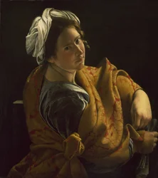 Portret van een jonge vrouw als sibille