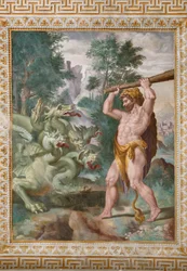 Hercules in gevecht met de Hydra van Lerna, detail uit de Verhalen van Hercules