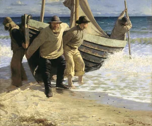 Boot te water laten. Skagen