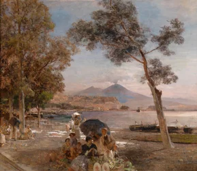 Avondsfeer aan de baai van Napels