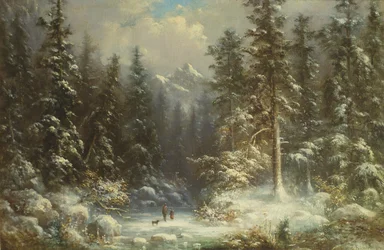 Bos sneeuwscène