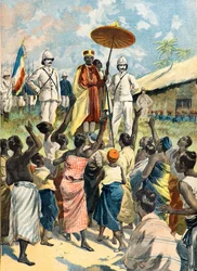 Acclamatie van de nieuwe koning van Dahomey