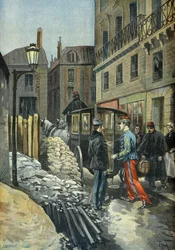 Arrestatie van luitenant-kolonel Picquart in de Dreyfus-affaire in 1898 (gravure)