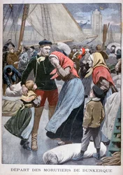 Vertrek van de kabeljauwvisboten uit Duinkerken, 1900