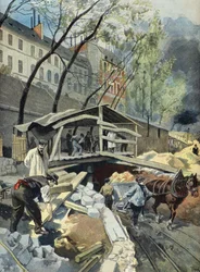 Metropolitain werken in Parijs in 1899 (Gravure)