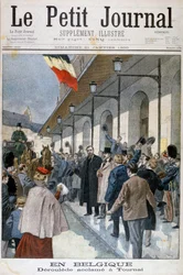 Paul Déroulède aankomst in ballingschap in Doornik, België, 1900