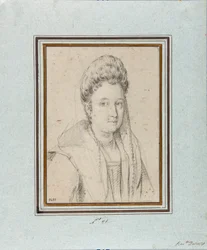 Portret van Costanza Sforza di Santa Flora (1550-1617), hertogin van Sora en vrouw van Giacomo Boncompagni. Tekening door Ottavio Leoni (1578-1630)