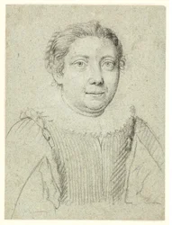 Portret van een vrouw, halflang naar rechts gedraaid