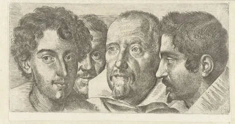 Portret van Cosimo Orsino, Cesare Bartolotti, Sigmund Laire en een zelfportret van Ottavio Leoni