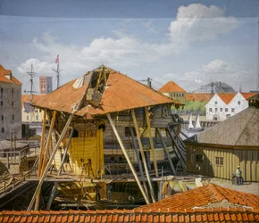 Het lijnschip Skjold in de haven van Christianshavn