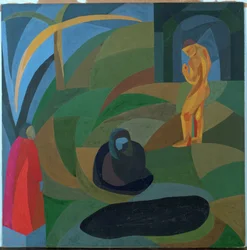Compositie met drie personen (gouache)