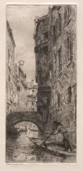 Etsen van Venetië: Ponte del Pistor, Venetië, 1880