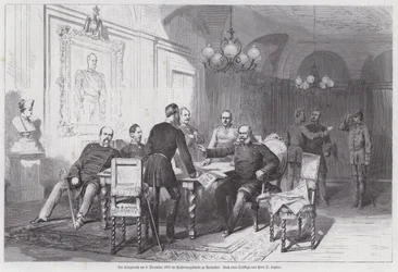 Pruisische legercommandanten houden een krijgsraad in Versailles, Frans-Pruisische Oorlog, 6 december 1870