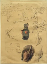 Schetsblad met compositie- en handstudies (detail)