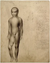 Staande naakte jongen. Studie voor lithografie van 1923