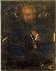 Voorbereiding (devotie in de eetzaal). Deelstudie (jongen met zangboek)
