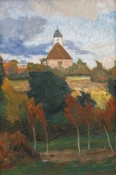 Uitzicht op de kerk van Worpswede. Omstreeks 1895