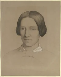 Portret van Emilie Scholderer, de moeder van de kunstenaar, en face
