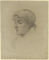 Portret van een jonge vrouw naar links