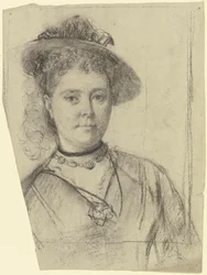 Portret van een dame met hoed