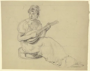 Vrouw die mandoline speelt
