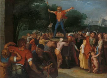Brinno op het schild geheven (Brinio Is Aangesteld als Hoofd van de Caninifates) (een van een serie van twaalf over de Opstand van de Bataven tegen de Romeinen)