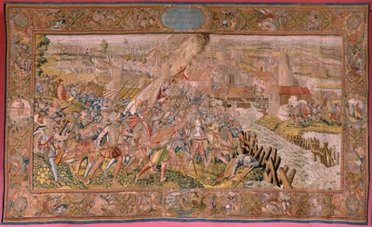 Verrassing bij Calais (La sorpresa de Calais). Eerste wandtapijt in de serie. 1597-1599.
